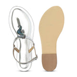 Saint Marion Seahorse Jeweled Silver Leather Sandals