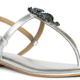 Saint Marion Seahorse Jeweled Silver Leather Sandals