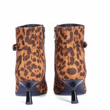 Saint Darcie Buckle Decor Leo Pony Nappa Ankle Boots