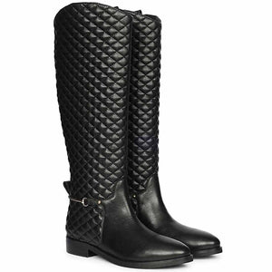 Saint Celestine Quilted Black Leather Long Boots