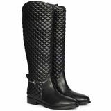 Saint Celestine Quilted Black Leather Long Boots