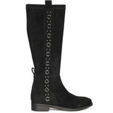 Saint Marlowe Eyelets Black Stretch Suede Long Boots