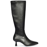 Saint Emilia Black Stretch Napa Kitten Heel Long Boots
