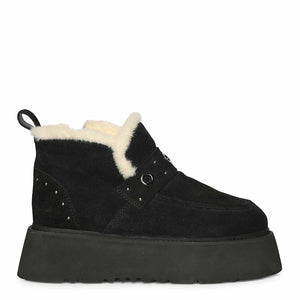 Saint Frionne Black Suede Leather Fur Lined Platform Boots