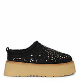 Saint Glaressa Studded Fur Platform Suede Leather Slip-Ons