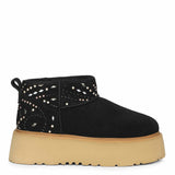 Saint Eislyn Studded Black Suede Leather Platform Boots
