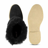 Saint Montova Black Leather Shearling Buckle Fur Boots