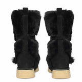 Saint Montova Black Leather Shearling Buckle Fur Boots