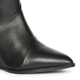 Saint Novara Folded Black Leather Wedge Ankle Boots