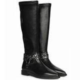 Saint Selene Studded O-Ring Strap Stretch Napa Long Boots