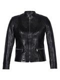 Saint Kinsley Women Black Leather Cafe Racer Jackets