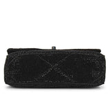 Alayna Black Leather Crystal Shoulder Bags With Detachable Handel