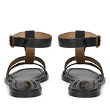 Saint Genesis Golden Chain Decor Black Leather Sandals