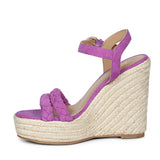 Elegant Woven Leather Wedges in Stunning Purple
