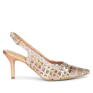 Saint Tamia Pink & Cipria Metallic Hand Woven Leather Pumps