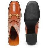 Saint Ambrosia Rust Distressed Leather High Ankle Boots - Stylish and rugged footwear with a vintage touch for a bold fashion statement