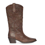 Saint Maeve Studded Brown Leather Cowboy Boots