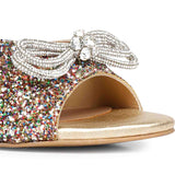 Bow Detail Glitter Heels - Saint Leonara's trendy multicolor leather block heels.