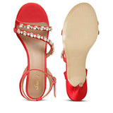 Isla Stone Embellished Straps Red Stilettos