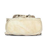 Capri Beige Leather Oversized Structured Backpacks