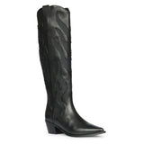 Saint Tiziana Hand Embroidered Black Leather Cowboy Boots