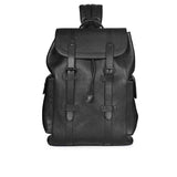Capri Black Leather Oversized Structured Backpacks