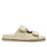 Saint Oren Off White Stone Jeweled Raffia Leather Sandals