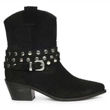 Saint Bristol Black Suede Leather Studded Ankle Boots