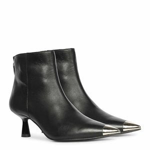Saint Celvyn Black Leather Pointed Toe Cap Ankle Boots