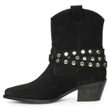 Saint Bristol Black Suede Leather Studded Ankle Boots