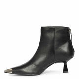 Saint Celvyn Black Leather Pointed Toe Cap Ankle Boots