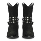 Saint Bristol Black Suede Leather Studded Ankle Boots