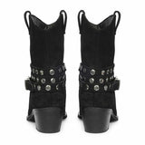 Saint Bristol Black Suede Leather Studded Ankle Boots