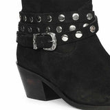 Saint Bristol Black Suede Leather Studded Ankle Boots