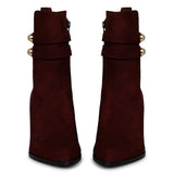 Saint Rosabel Pearl Bordo Suede Leather Wedge Ankle Boots