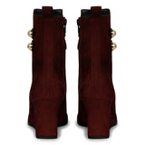 Saint Rosabel Pearl Bordo Suede Leather Wedge Ankle Boots
