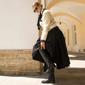 Saint Drusilla Black Leather Knee High Boots