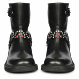 Saint Amada Multi Studs O-Ring Leather Ankle Boots