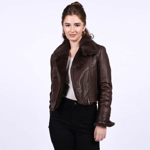 Saint Darcy Brown Leather Women Biker Jackets