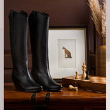 Saint Loanna Black Leather Knee High Long Boots
