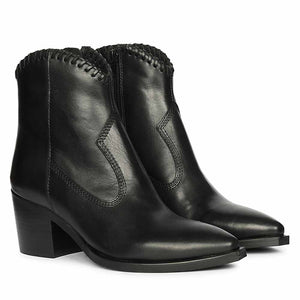 Saint Juana Handwoven Black Leather Ankle Boots
