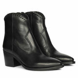 Saint Juana Handwoven Black Leather Ankle Boots