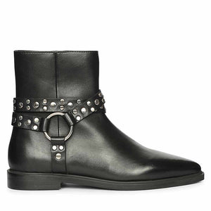 Saint Ardyn Metal Studs Black Leather Ankle Boots