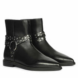 Saint Ardyn Metal Studs Black Leather Ankle Boots