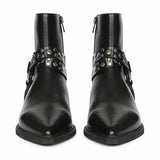 Saint Ardyn Metal Studs Black Leather Ankle Boots