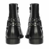 Saint Ardyn Metal Studs Black Leather Ankle Boots