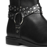 Saint Ardyn Metal Studs Black Leather Ankle Boots