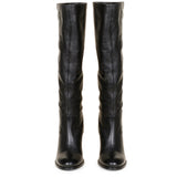 Saint Claretta Black Leather Knee High Slouch Boots - SaintG India