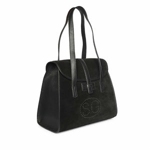 Verdeana Black Leather Tote Handbags