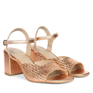 Saint Athena Cipria Metallic Hand Woven Leather Heels